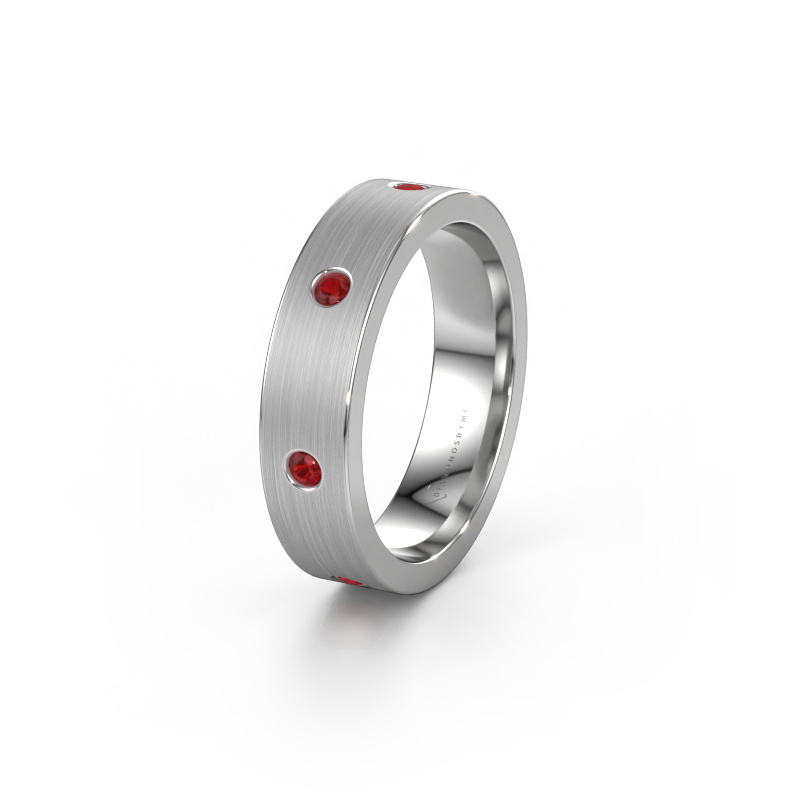 Image of Wedding ring WH0105L15BM 585 white gold ±0.20x0.08 in Ruby 2 mm