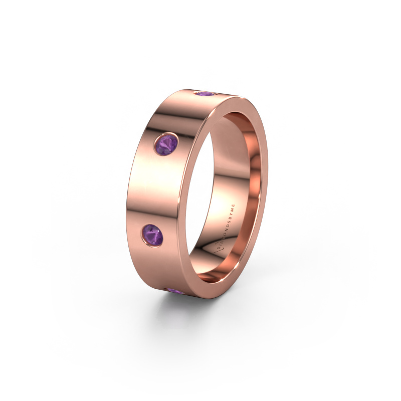 Image of Wedding ring WH0105L16BP 585 rose gold ±0.24x0.08 in Amethyst 2.4 mm