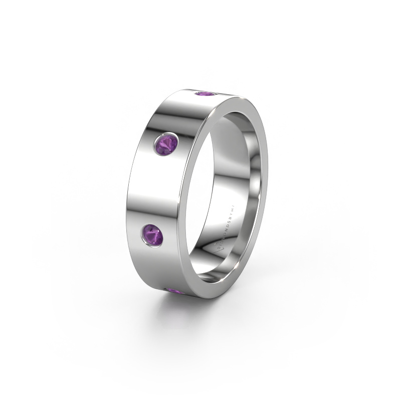 Bild von Ehering WH0105L16BP 585 Weißgold ±6x2 mm Amethyst 2.4 mm
