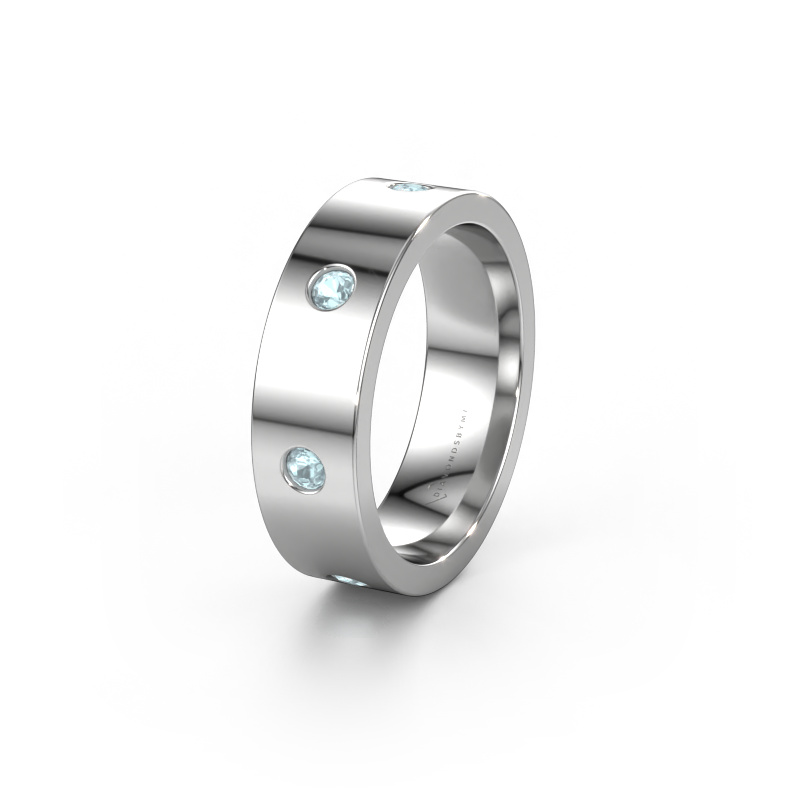 Bild von Ehering WH0105L16BP 585 Weißgold ±6x2 mm Aquamarin 2.4 mm