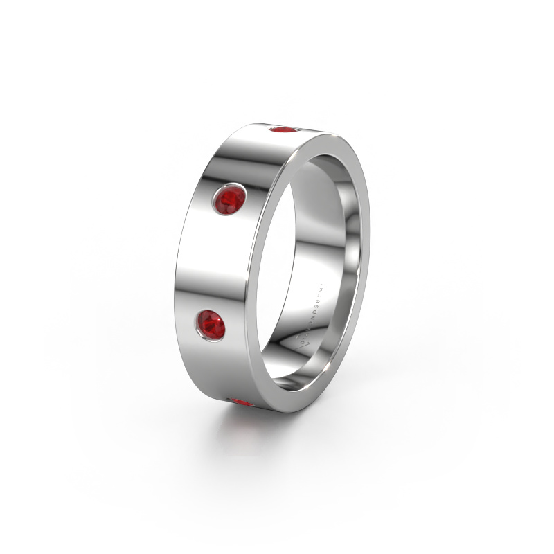 Image of Wedding ring WH0105L16BP 950 platinum ±0.24x0.08 in Ruby 2.4 mm