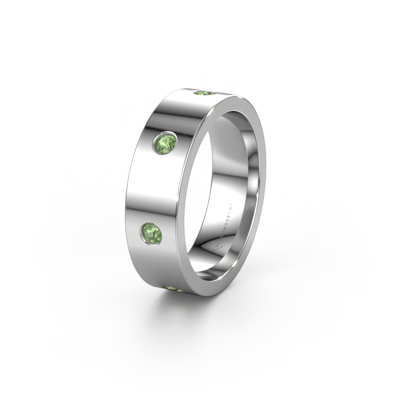 Image of Wedding ring WH0105L16BP 585 white gold ±0.24x0.08 in Tourmaline green 2.4 mm