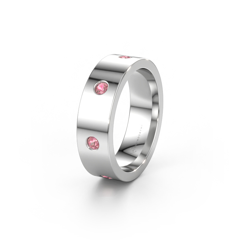 Immagine di Fede nuziale WH0105L16BP 585 oro bianco ±6 x 2 mm Tormalina rosa 2.4 mm