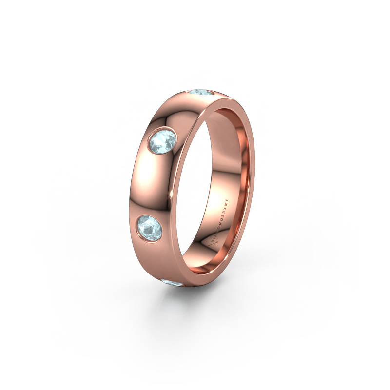 Image of Wedding ring WH0105L25BP 585 rose gold ±5x2 mm Aquamarine 3 mm