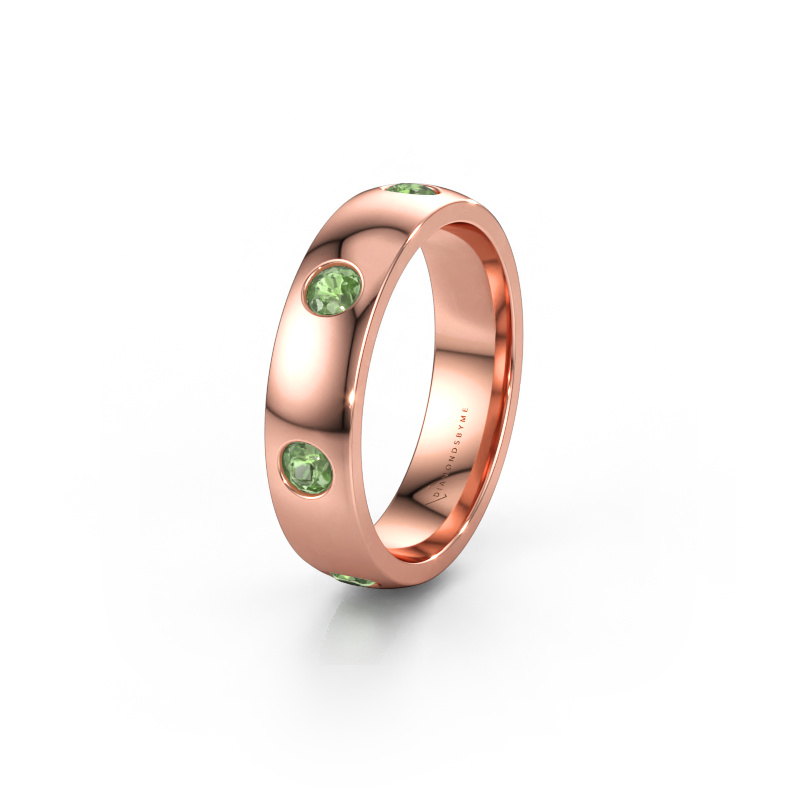 Immagine di Fede nuziale WH0105L25BP 585 oro rosa ±5 x 2 mm Tormalina verde 3 mm