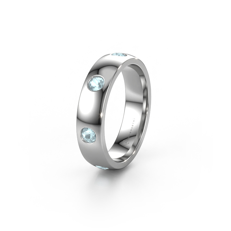 Image of Wedding ring WH0105L25BP 950 platinum ±0.20x0.08 in Aquamarine 3 mm