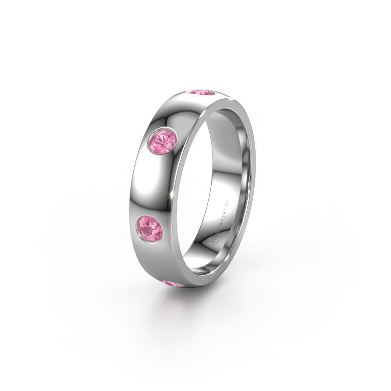 Image of Wedding ring WH0105L25BP 585 white gold ±0.20x0.08 in Pink sapphire 3 mm