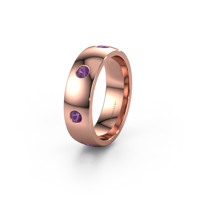 Image of Wedding ring WH0105L26BP 585 rose gold ±0.24x0.08 in Amethyst
