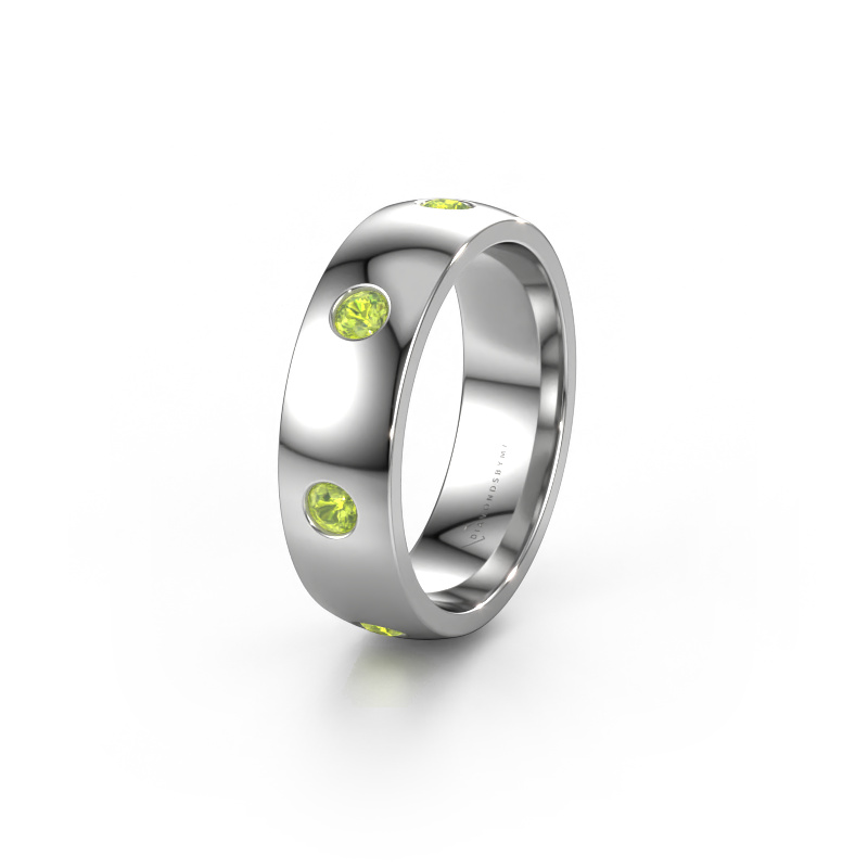 Image of Wedding ring WH0105L26BP 585 white gold ±0.24x0.08 in Peridot