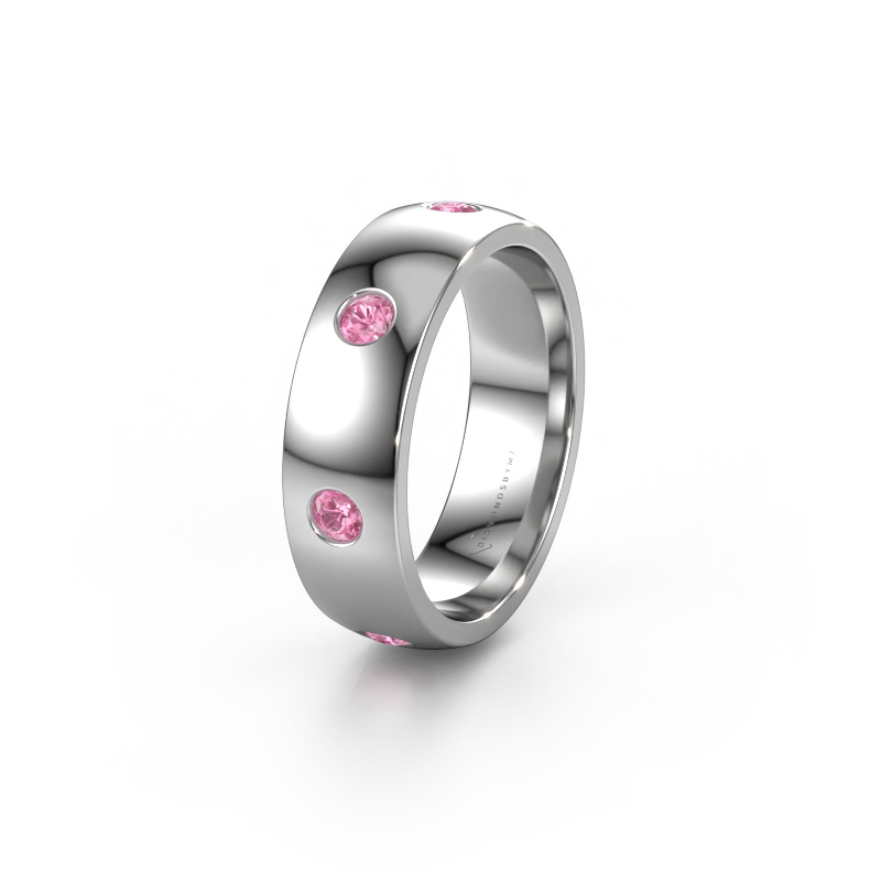 Image of Wedding ring WH0105L26BP 950 platinum ±0.24x0.08 in Pink sapphire
