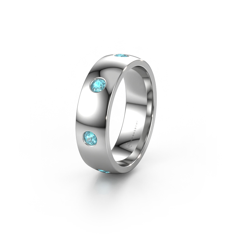 Image of Wedding ring WH0105L26BP 585 white gold ±0.24x0.08 in Blue topaz