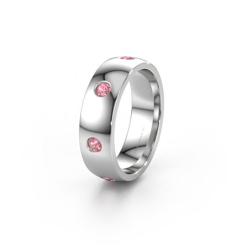 Immagine di Fede nuziale WH0105L26BP 950 platino ±6 x 2 mm Tormalina rosa