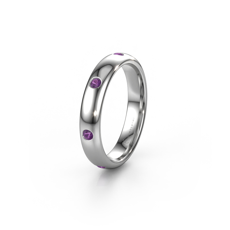 Image of Wedding ring WH0105L34BP 585 white gold ±0.16x0.08 in Amethyst