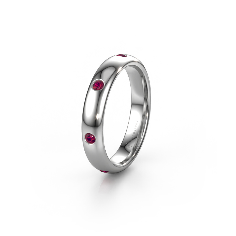 Image of Wedding ring WH0105L34BP 585 white gold ±0.16x0.08 in Rhodolite