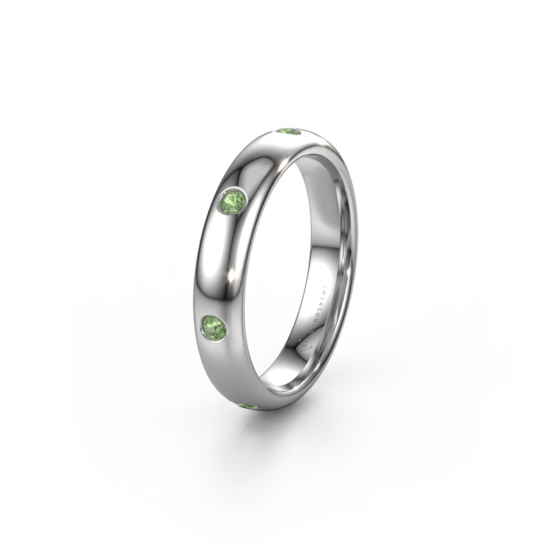 Image of Wedding ring WH0105L34BP 950 platinum ±4x2 mm Tourmaline green
