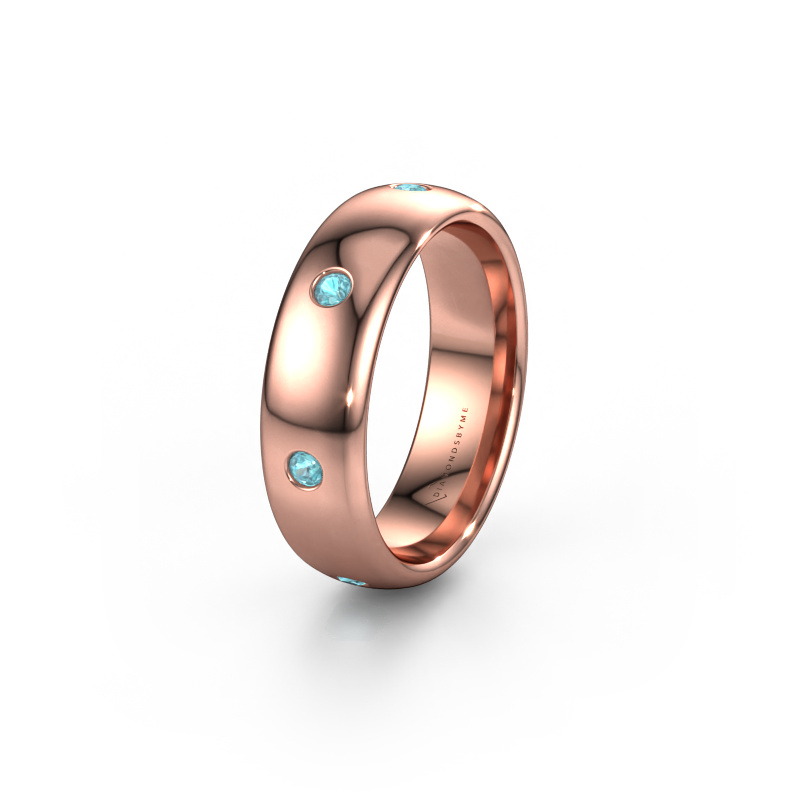 Image of Wedding ring WH0105L36BP 585 rose gold ±0.24x0.08 in Blue topaz