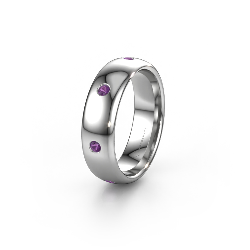 Image of Wedding ring WH0105L36BP 585 white gold ±0.24x0.08 in Amethyst