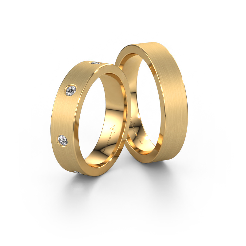 Bild von Eheringe set WH0105LM15BM ±5x2 mm 14 Karat Gold Diamant 0.315 crt