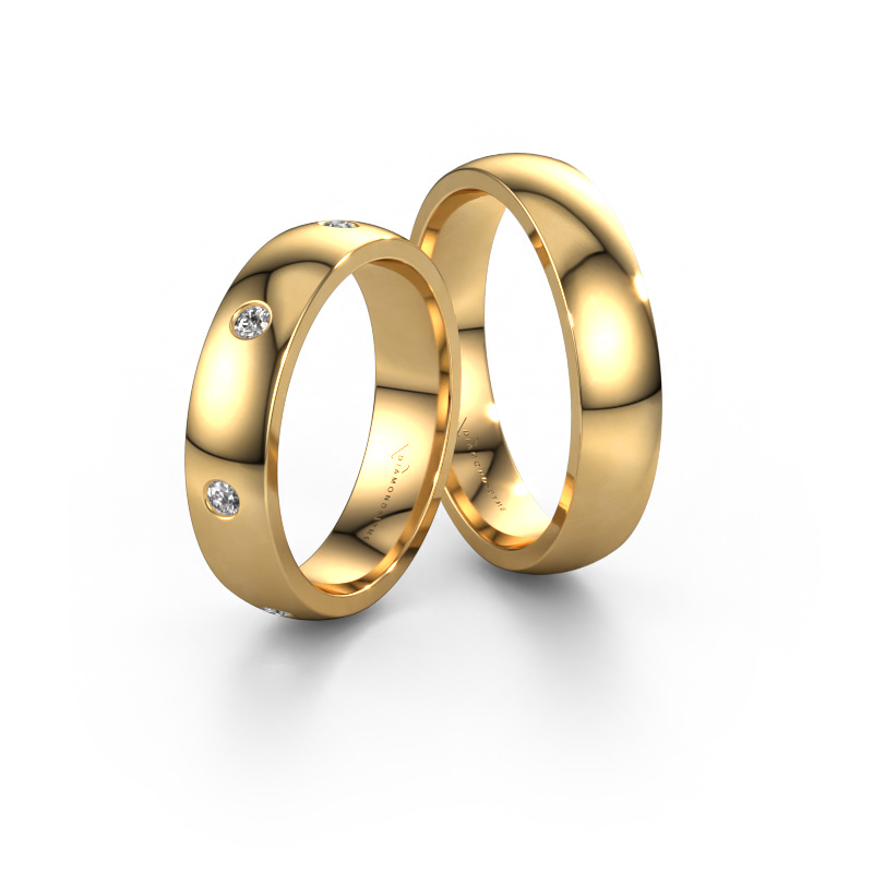 Image of Wedding rings set WH0105LM25BP ±0.20x0.08 in 14 Carat gold Diamond 0.03 crt