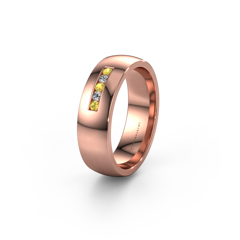 Image of Wedding ring WH0107L26BP 585 rose gold ±0.24x0.08 in Yellow sapphire