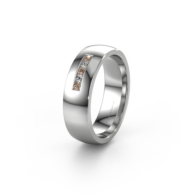 Image of Wedding ring WH0107L26BP 950 platinum ±0.24x0.08 in Brown diamond