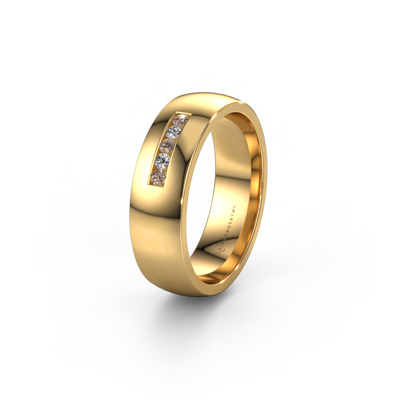 Bild von Ehering WH0107L26BP 585 Gold ±6x2 mm Braun Diamant
