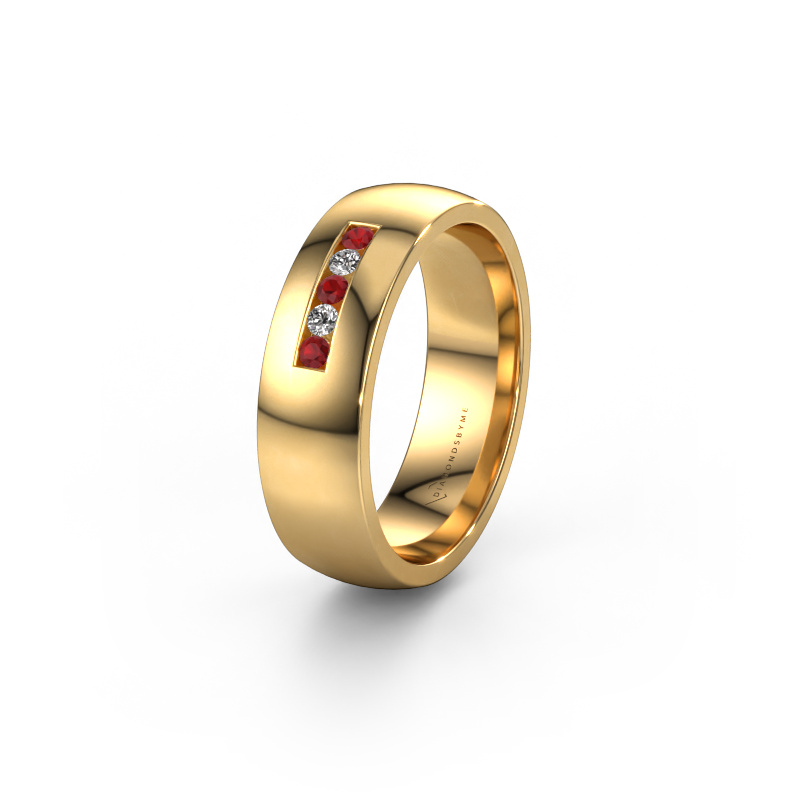 Image of Wedding ring WH0107L26BP 585 gold ±6x2 mm Ruby
