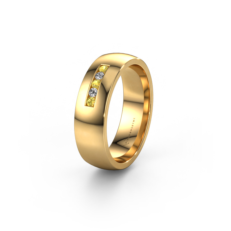 Image of Wedding ring WH0107L26BP 585 gold ±0.24x0.08 in Yellow sapphire