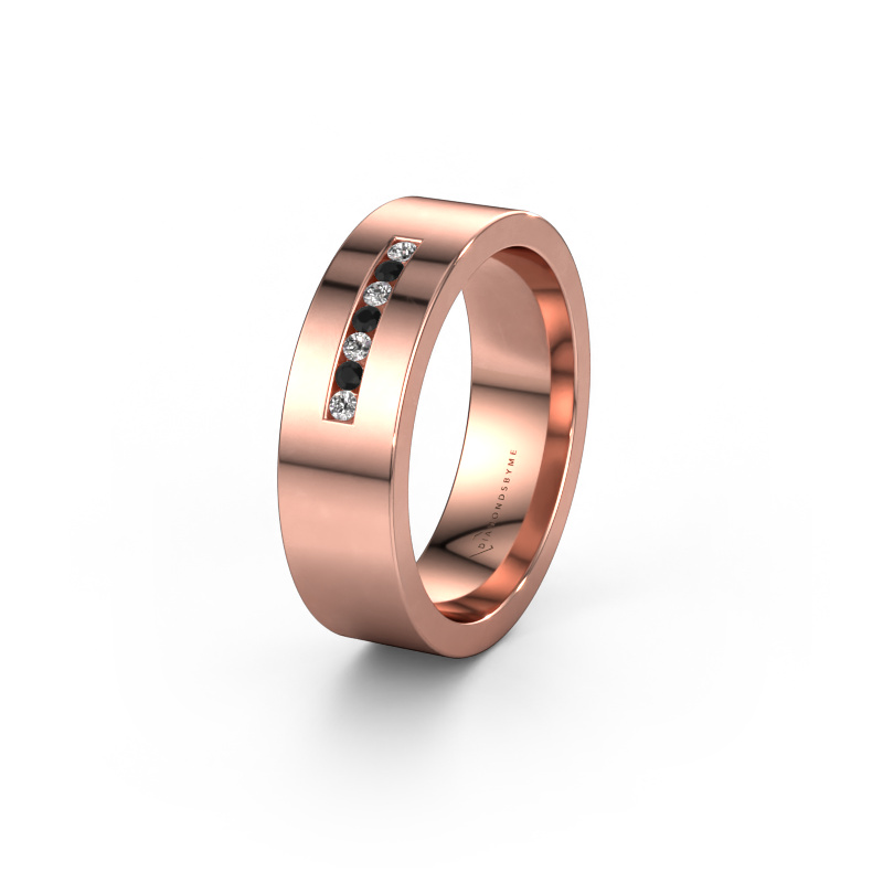 Image of Wedding ring WH0108L16BP 585 rose gold ±0.24x0.08 in Black diamond