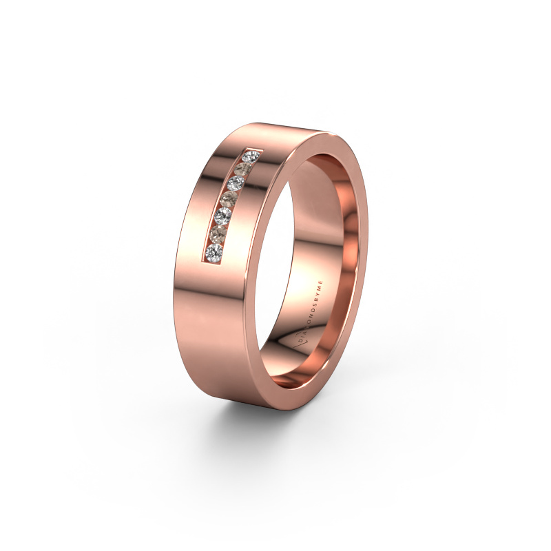 Image of Wedding ring WH0108L16BP 585 rose gold ±0.24x0.08 in Brown diamond