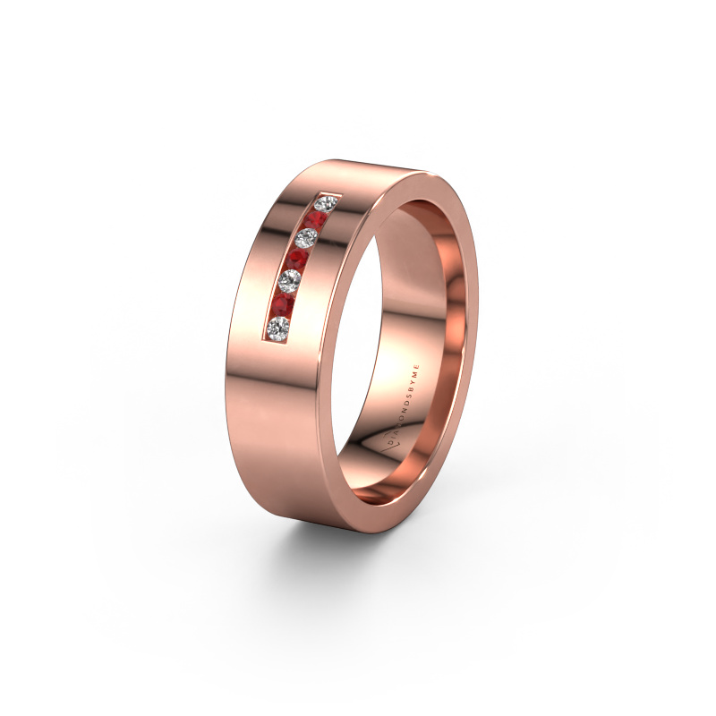 Image of Wedding ring WH0108L16BP 585 rose gold ±6x2 mm Ruby