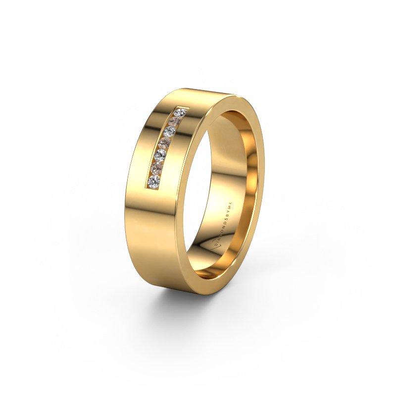 Image of Wedding ring WH0108L16BP 585 gold ±0.24x0.08 in Brown diamond