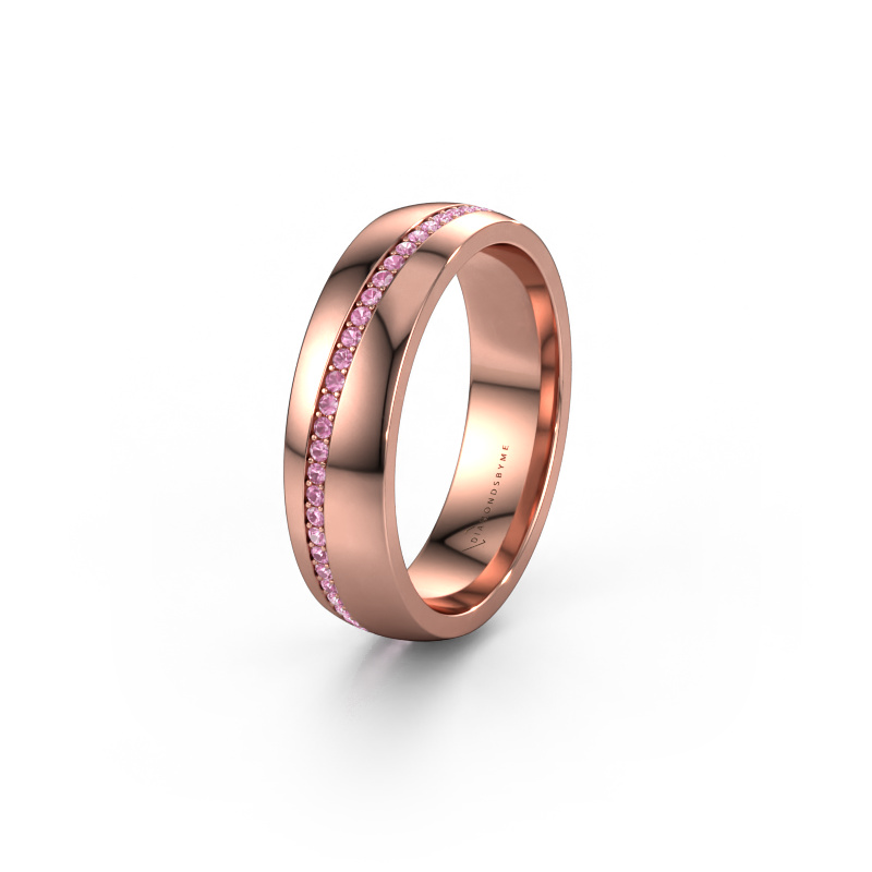 Image of Wedding ring WH0109L25A 585 rose gold ±5x1.7 mm Pink sapphire