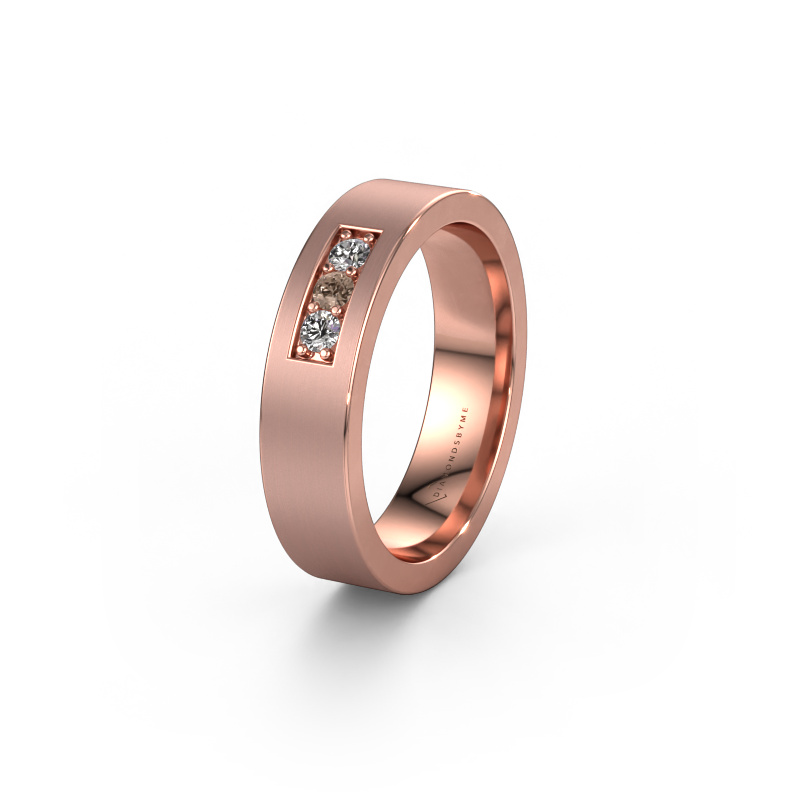 Image of Wedding ring WH0110L15BM 585 rose gold ±0.20x0.08 in Brown diamond