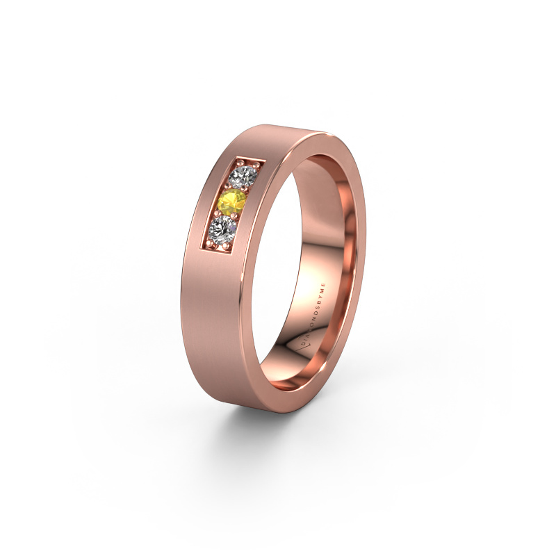 Image of Wedding ring WH0110L15BM 585 rose gold ±0.20x0.08 in Yellow sapphire