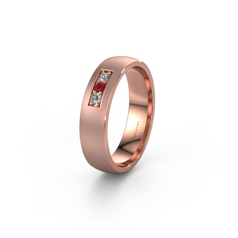 Image of Wedding ring WH0110L25AM 585 rose gold ±5x1.7 mm Ruby