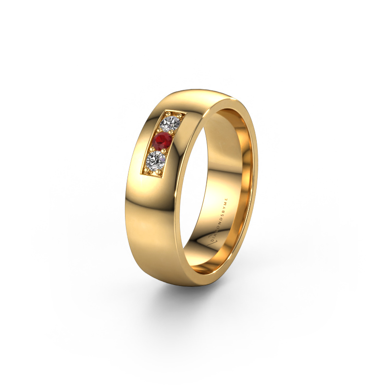 Image of Wedding ring WH0110L26BP 585 gold ±0.24x0.08 in Ruby