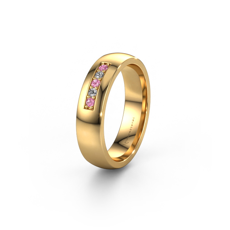 Image of Wedding ring WH0111L25BP 585 gold ±0.20x0.08 in Pink sapphire