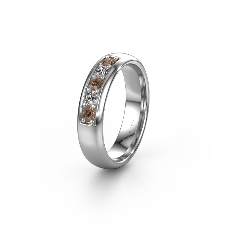 Image of Wedding ring WH0111L35BP 585 white gold ±0.20x0.08 in Brown diamond