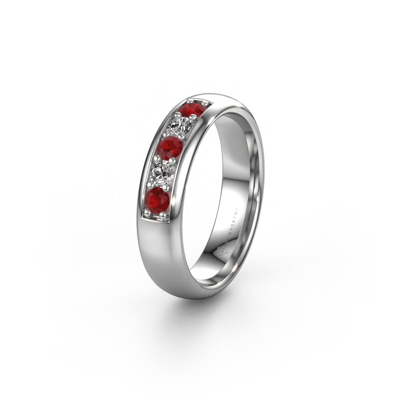 Image of Wedding ring WH0111L35BP 585 white gold ±0.20x0.08 in Ruby