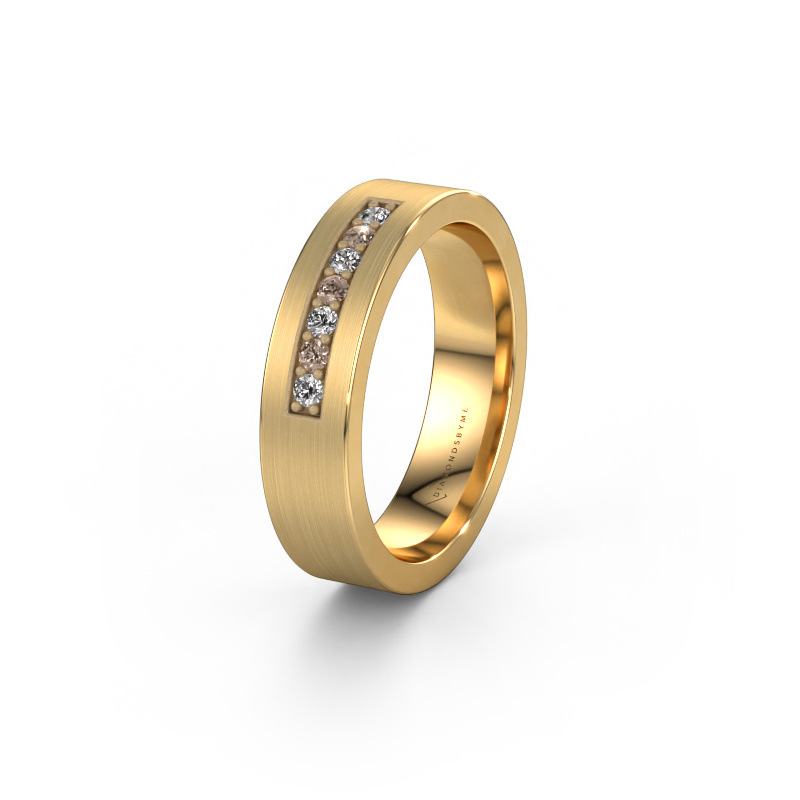 Image of Wedding ring WH0112L15BM 585 gold ±0.20x0.08 in Brown diamond