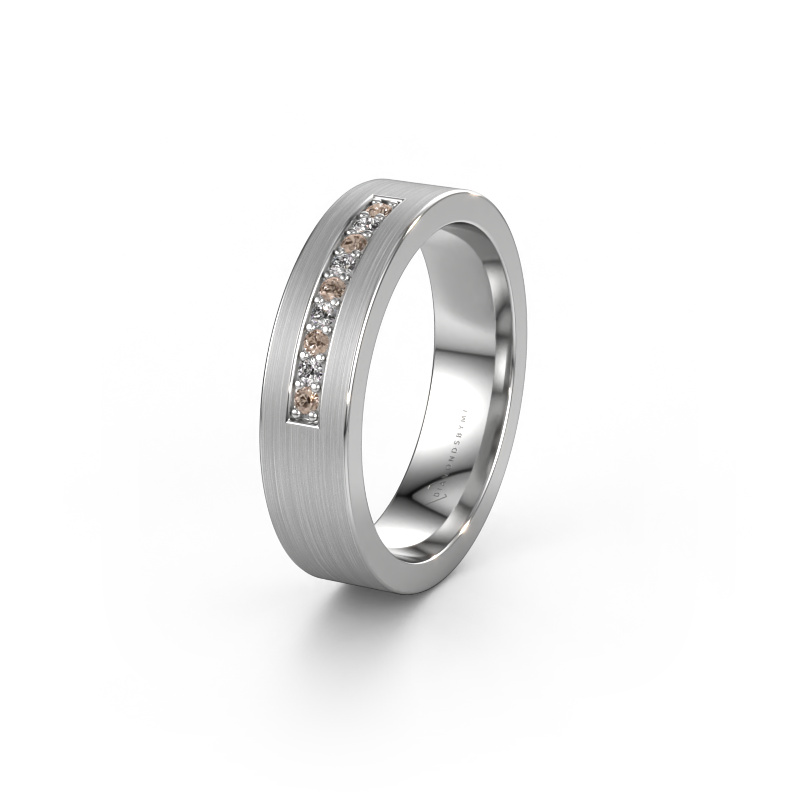 Bild von Ehering WH0113L15BM 585 Weißgold ±5x2 mm Braun Diamant