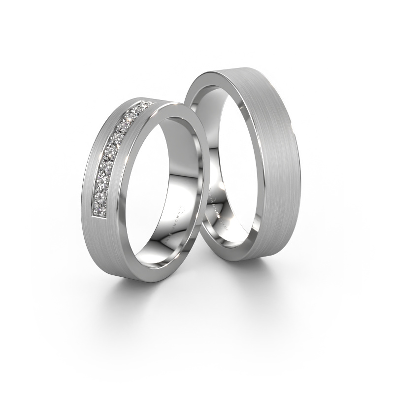 Bild von Eheringe set WH0113LM15BM ±5x2 mm 14 Karat Weißgold Diamant 0.02 crt