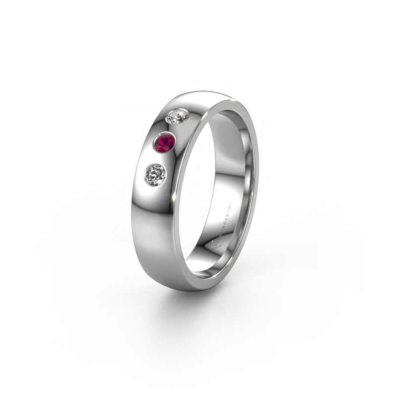 Image of Wedding ring WH0114L25BP 585 white gold ±0.20x0.08 in Rhodolite