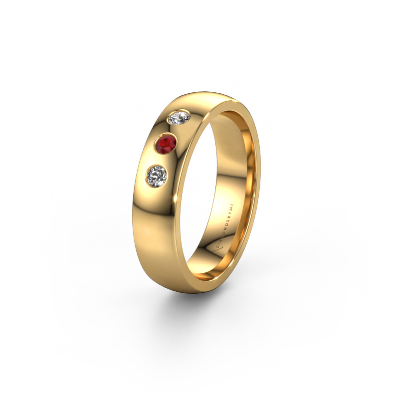 Image of Wedding ring WH0114L25BP 585 gold ±5x2 mm Ruby