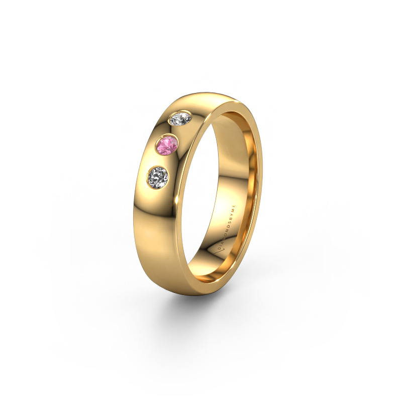 Image of Wedding ring WH0114L25BP 585 gold ±0.20x0.08 in Pink sapphire