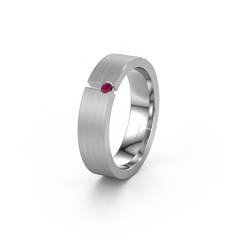 Image of Wedding ring WH0120L15BM 585 white gold ±0.20x0.08 in Rhodolite