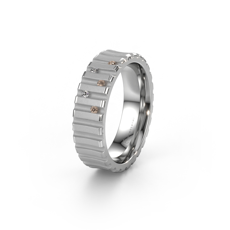 Image of Wedding ring WH0131L46BM 950 platinum ±0.24x0.08 in Brown diamond