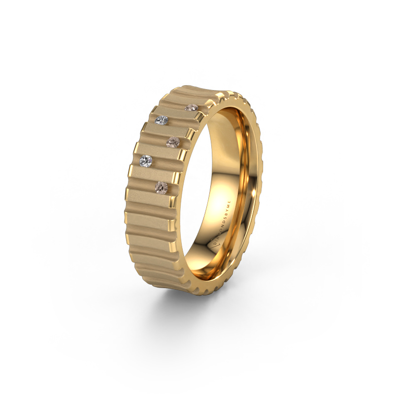 Image of Wedding ring WH0131L46BM 585 gold ±0.24x0.08 in Brown diamond