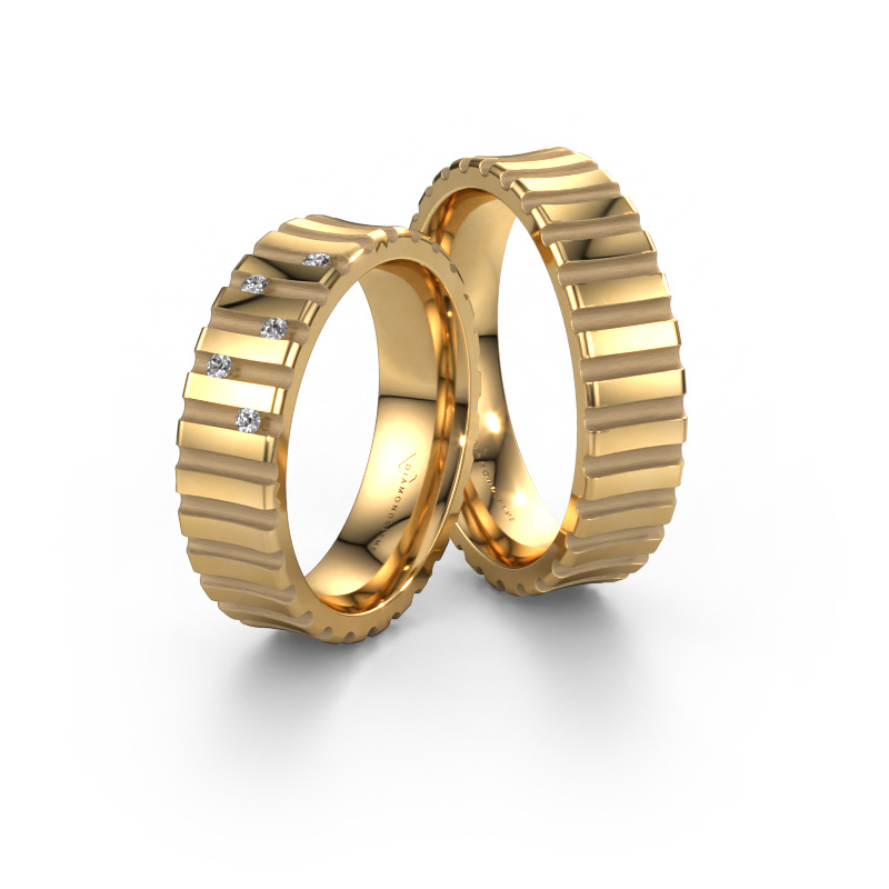 Image of Wedding rings set WH0131LM46BM ±0.24x0.08 in 14 Carat gold Diamond 0.015 crt